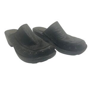 Born Black Leather Studded Slip-On Clogs 9 Comfortable Durable y2k chunky block